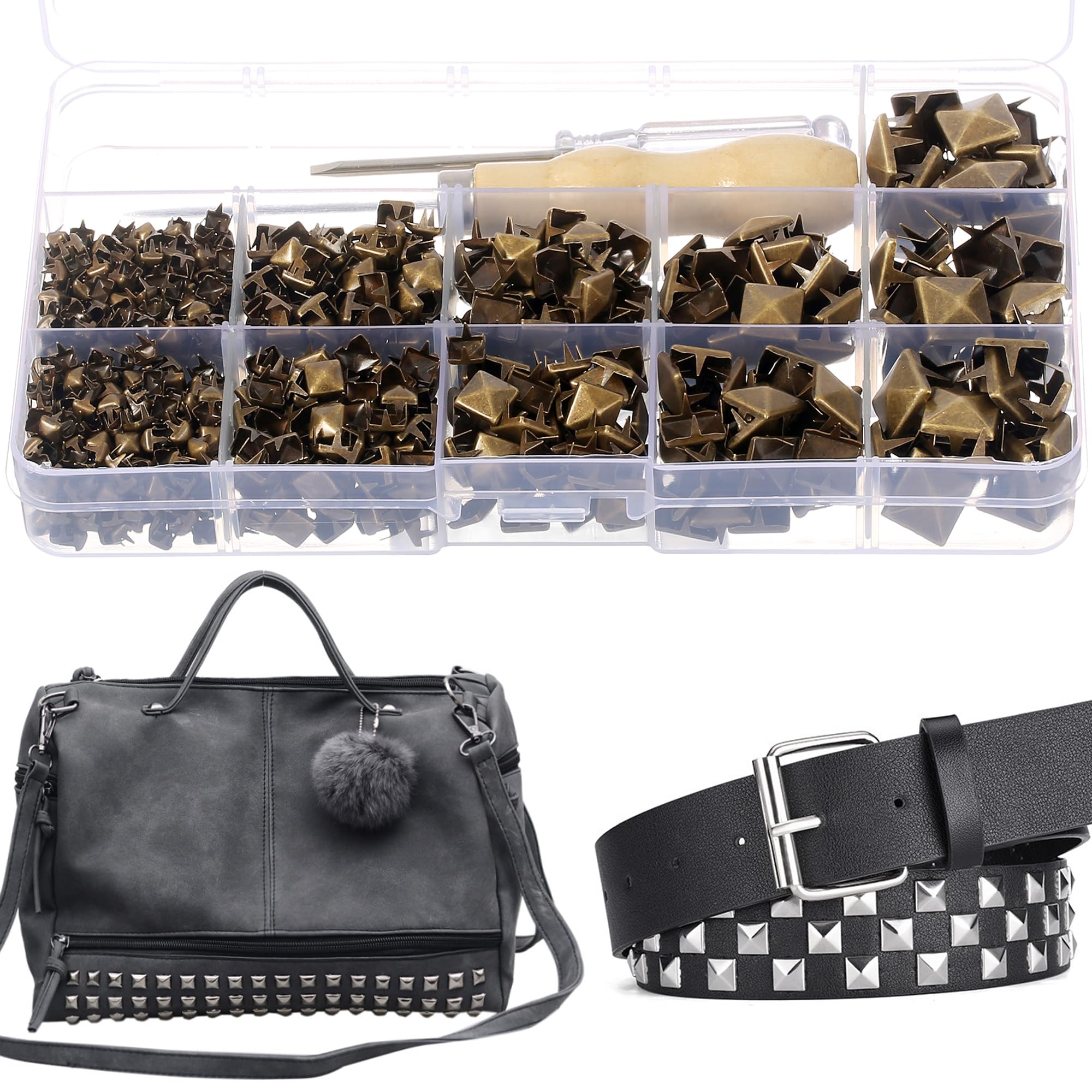Amazon.com: YORANYO 968 Pcs Assorted Sizes Square Pyramid Studs